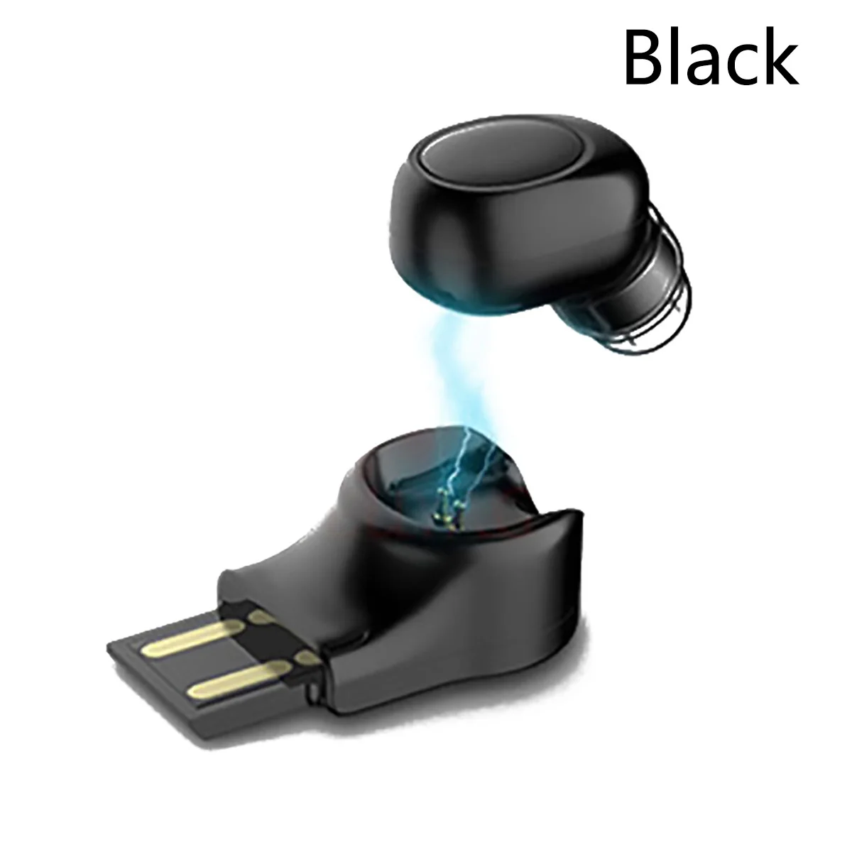 Новые одиночные мини беспроводные Bluetooth наушники автомобиля Bluetooth Спортивная беспроводная гарнитура с микрофоном usb зарядка для iPhone samsung - Цвет: Черный
