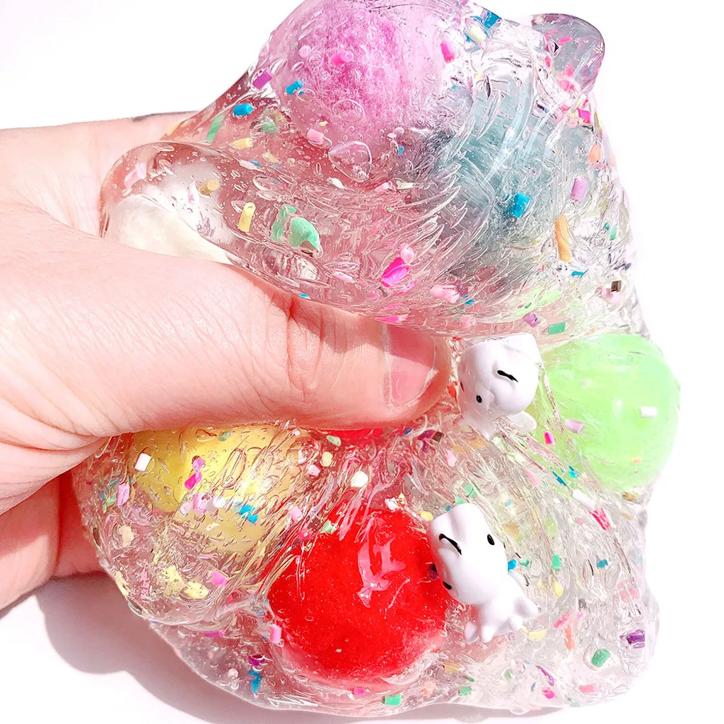 Beautiful Clear Bubblegum Dairy Cow Slime Relief Children Kid Funny Toys Gift Fluffy Slime Crystal Dough #B