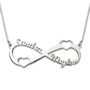 

AILIN Personalized Double Heart Infinity Name Necklace Gold Color Fashion Jewelry Infinity Necklace for Her