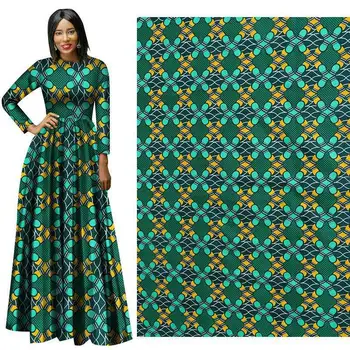 

Green African Print Wax Fabric Nigerian Bintarealwax Polyester Ankara Wheel Printed Fabric Diy Dress Material
