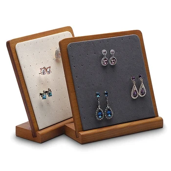 

Wooden Earring Display Stand with Microfiber Inserts for Exhibition of Stud Display Organizers