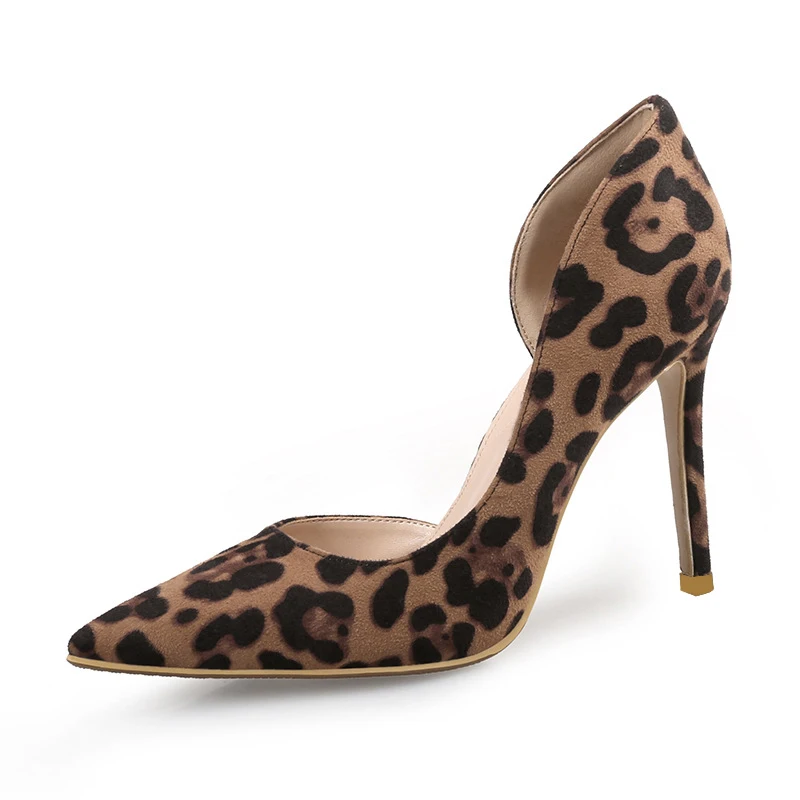 Осенняя пикантная женская обувь леопардовой расцветки элегантные туфли для офиса на высоком каблуке 6-10 см, женские Роскошные тонкие туфли с острым носком и принтом животных - Цвет: Heel 10cm