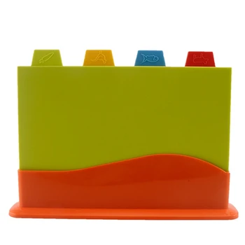 

4Pcs Food Preparation Chopping Board Set Block Fruit Multifunction Vegetables Colour Coded Cutting Non Slip Kitchen with Stand