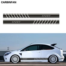 Виниловые полосы Пленительные Авто Декор наклейки аксессуары для спортивной двери автомобиля боковой юбки наклейки 2 шт. для Ford Focus 2 3 1 MK1 MK2 MK3