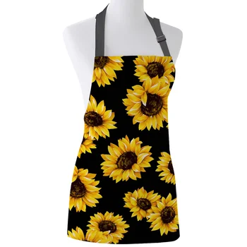 

Sunflower Plant Natural Yellow Apron Adult Kids Bibs Home Cooking Baking Restaurant Kichen Aprons for Woman Cleaning Apron