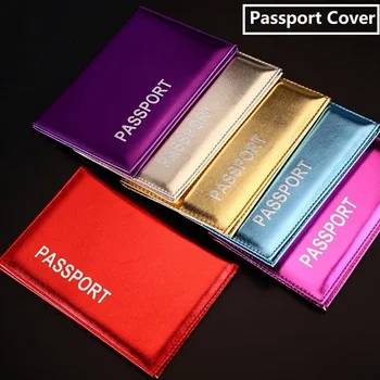 

MCNEELY Fashion Gloss Travel Passport Covers PU Leather ID Bank Card Bag Men Women Passport Protection Case