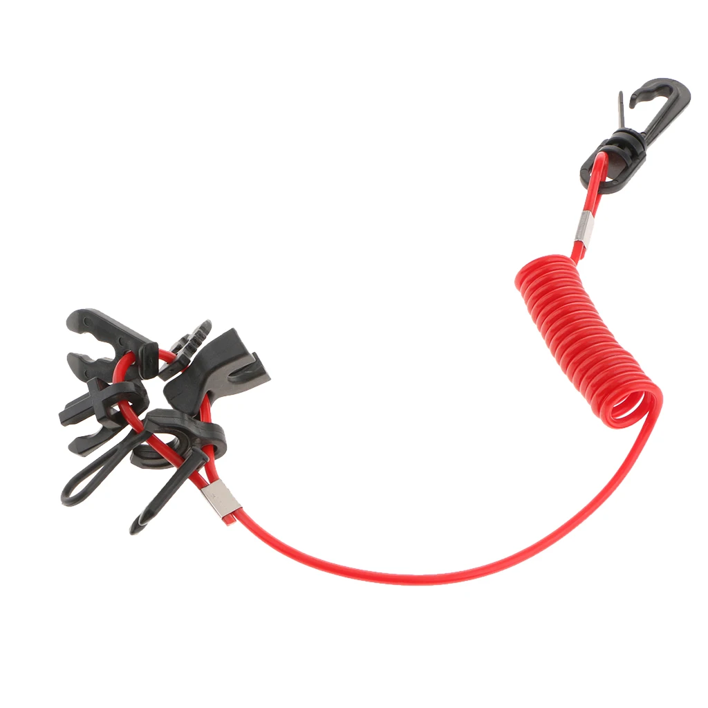 Boat Outboard Emergency Stop Kill Switch Key Set with Lanyard for Johnson, Evinrude, Yamaha Universal (Red)