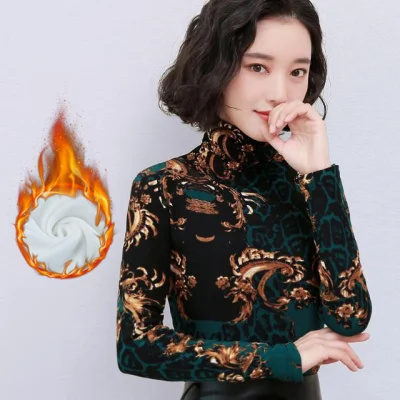 2021 Women Elegant Floral Shirt Spring Long Sleeve Fashion Fleece Blouses Streetwear Casual Shirts Plus Size Tops Blusas 3XL 868Green