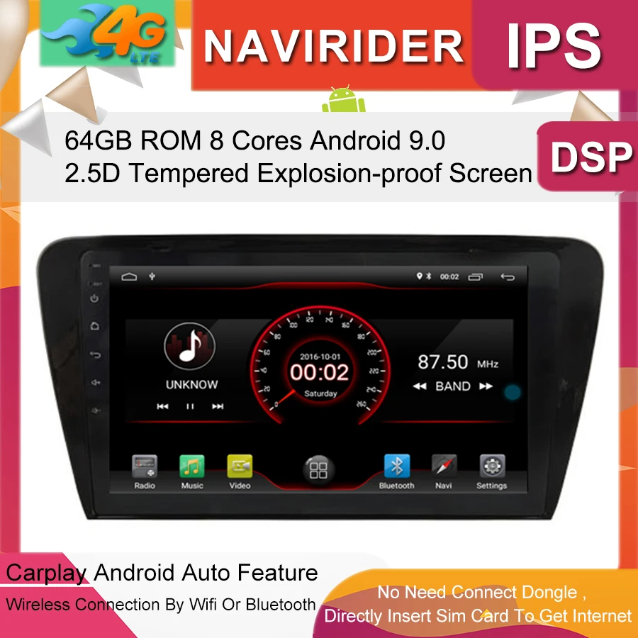 Discount Built in 4G Lte car Intelligent navigation tape recorder 9.0 android car gps radio multimedia player for skoda Octavia 2015 0