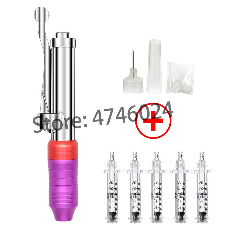 red purple kit Гиалуроновая ручка для инъекций, 0,3 мл, массажный распылитель, ручка против морщин, высокое давление, кислота, микропистолеты для губ, наполнитель для лица, лифтинг, без иглы - Номер модели: red purple kit