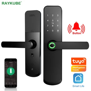 قفل الباب ببصمة الإصبع قفل واي فاي تطبيق تويا وبطاقة الكترونية قفل المنزل الذكي X7 ماركة RAYKUBE