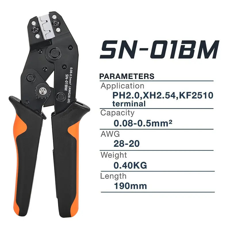 SN-01BM Micro Connector Ratchet Crimping Tool Kit Jst PH2.0/XH2.54 Terminals Wire Crimper Plier Set Mini Clamp Tool - Image 2