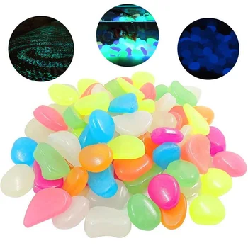 

100pcs Garden Luminous Stones Fish Tank Backyard Potted Rocks Succulent Plant Glow In Dark Home Top Dressing Aquarium Decoration