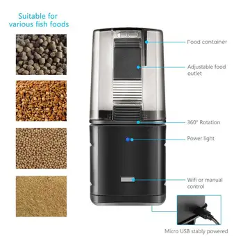 

Automatic Fish Feeder Fish Tank WiFi Remote Control Automatic Fish Feeder LCD Display Timer Battery Operated Feeding Dispenser
