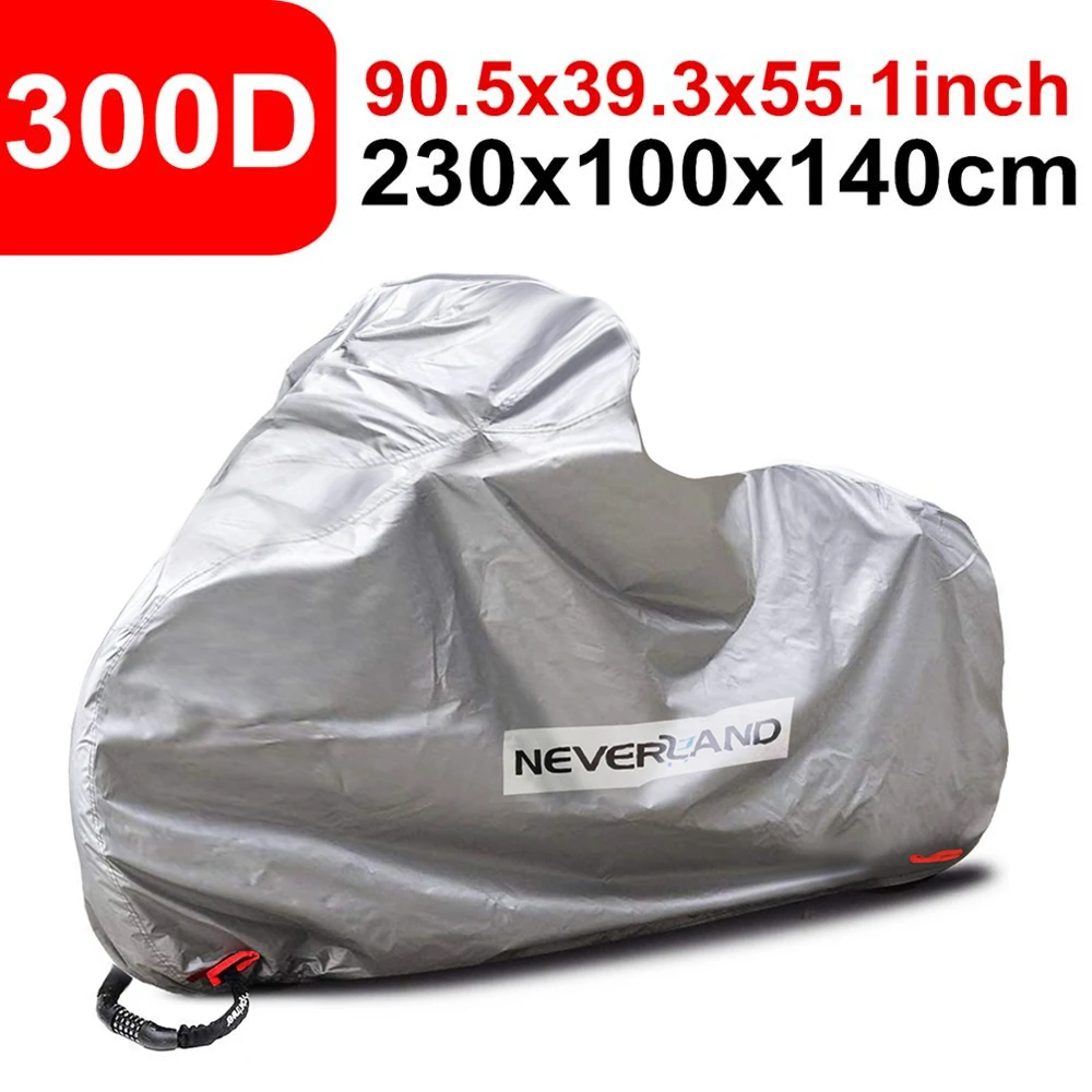 300D Water Rain Proof Outdoor Indoor Sun UV Protector Motorcycle Scooter Cover Covers Protector Silver Black D30
