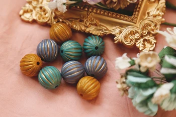 

[Domestic] Retro Pumpkin Tracing Golden Balls Three Colors Optional DIY Handmade Retro Accessories Beads