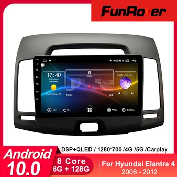 

FUNROVER 2.5D+IPS Car Radio Multimedia android 10.0 Video Player Navigation GPS For Hyundai Elantra HD 2006-2011 no dvd dsp RDS
