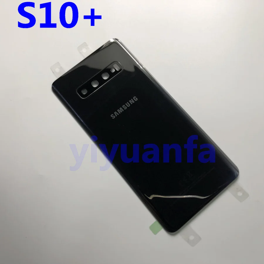 Samsung Galaxy S10 G973 S10 Plus G975 S10E задняя крышка батарейного отсека задняя крышка Корпус Запасные части+ стеклянная рамка объектива камеры - Цвет: S10 Plus black