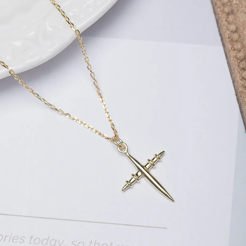 golden cross necklace woman 100% 925 Sterling silver nacklace Jewelry Clavicle chain pendant charms gift for women