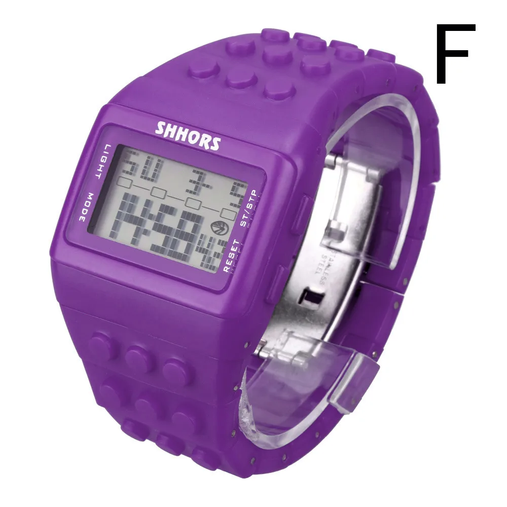 Дизайн светодиодный цифровые наручные часы для детей мальчиков и девочек унисекс красочные электронные спортивные часы подарок для мальчиков Прямая поставка Q - Цвет: F