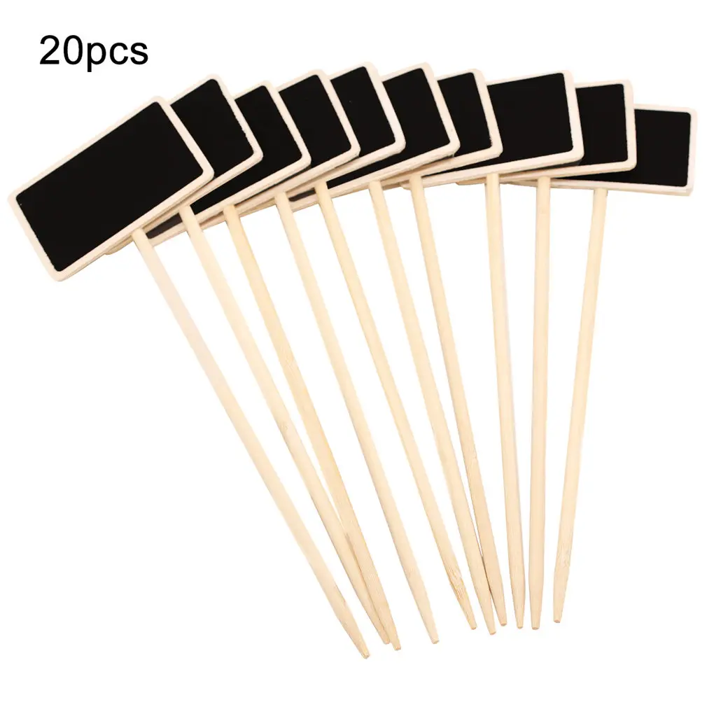 

Plant Name Labels Home Garden Flower Herb Pot Blackboard Wooden Chalkboard Labels Round Rod Long
