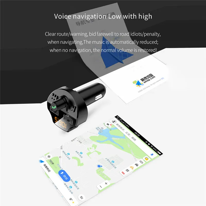 Lovebay Bluetooth 5,0 FM передатчик автомобильный комплект громкой связи беспроводной аудио MP3 плеер TF карта двойной USB 3.1A быстрое зарядное устройство автомобильный адаптер