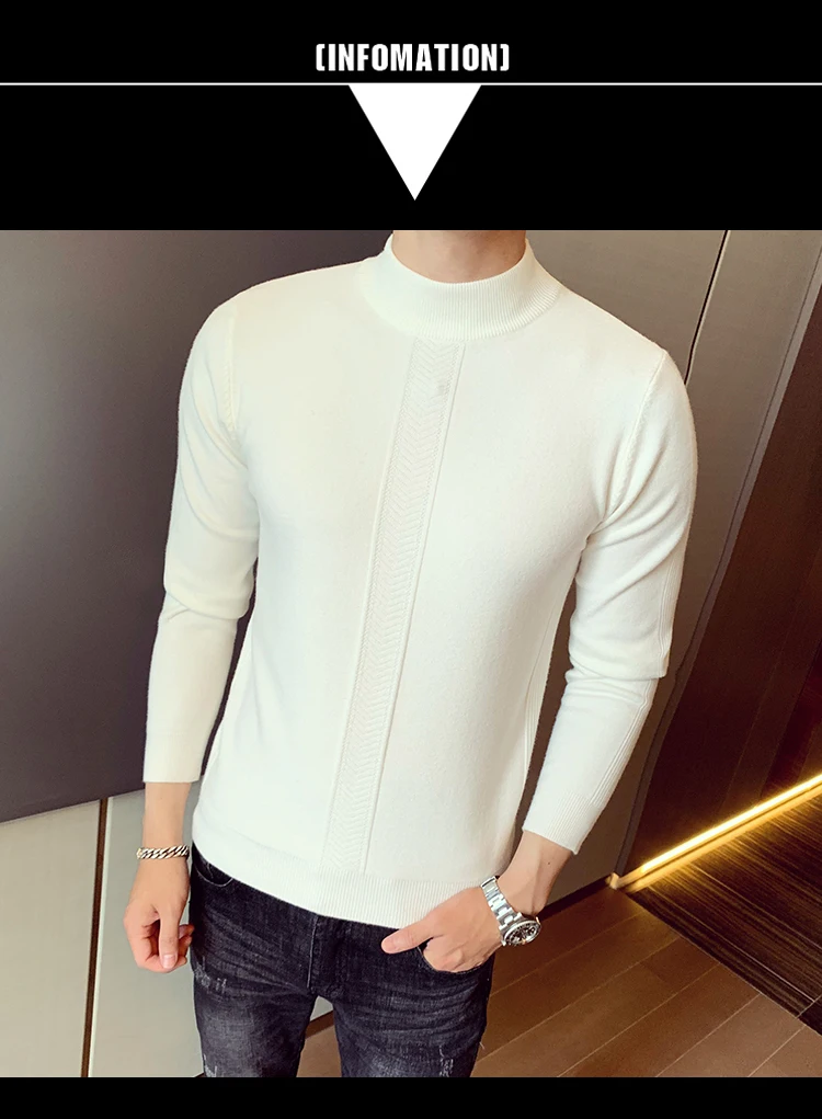 Liketkit, мужские свитера,, мужские, повседневные, одноцветные, хлопок, водолазка, тонкая, Вязанная одежда, мужские s пуловеры для фитнеса, осенний свитер