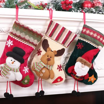 

Saim Christmas Sock Gift Bag New Year Christmas Stocking Sack New Christmas Gifts Socks Bags Tree Pendant Decorations JJ50820