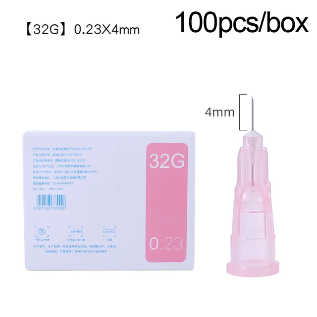 100pcs Painless small needle painless beauty ultrafine 32G 30G 26G 23G 18G 16G syringes Korean Needles Eyelid Tools Purple
