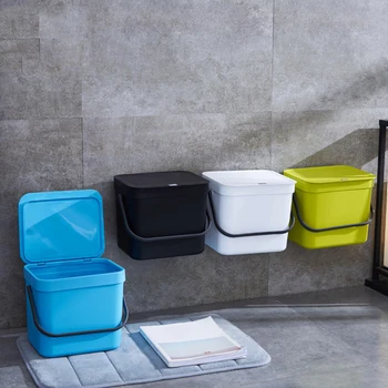 

Useful 7L Kitchen Plastic Cabinet Trash Bin Garbage Hanging Stock Hanging Dust Bin Storage Bucket Holder Rubbish Container Can