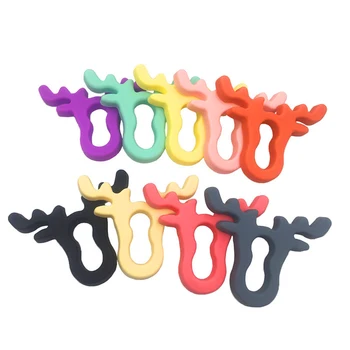 

2PC Deer Horn Silicone Teether Food Grade Cartoon Teether Nursing BPA Free Baby Teething Teether Toy Baby Supplies Accessories