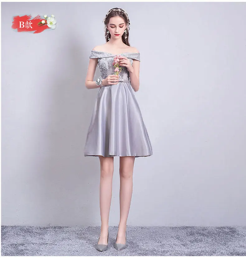 

Boat Neck Guest Wedding Party Satin Plus Size Bridesmaids Dress Elegant Simple Sister Dress Sexy Prom Club Short Frocks Vestido