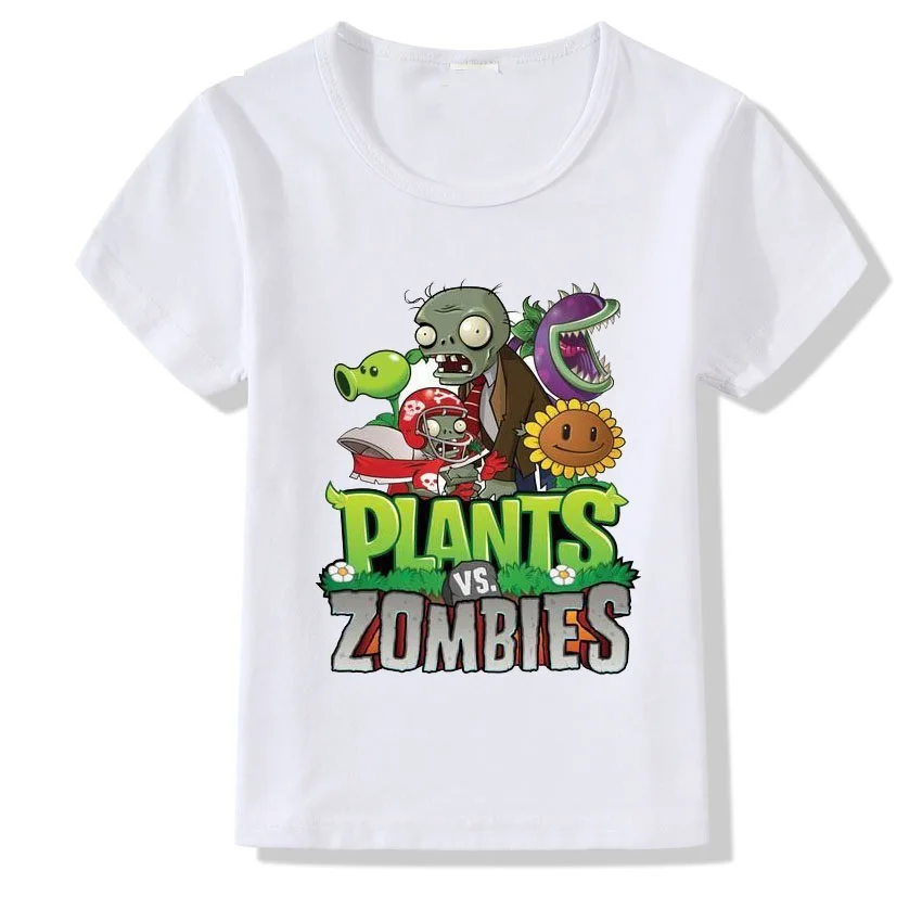Игра с изображением героев Plants Vs футболки &quotзомби&quot Для детей на лето Топ для