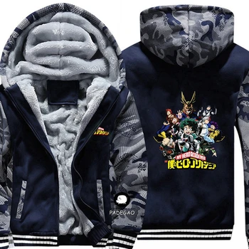 

6 Style Anime My Hero Academia Cosplay Costume Hoodie Coat Jacket Winter Men Womne Thick Zipper Coat #02