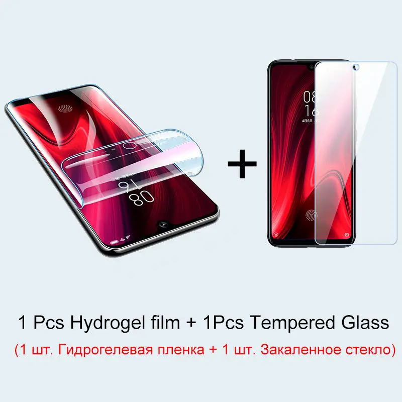 2 в 1 Гидрогелевая пленка и закаленное стекло для Xiaomi Mi 9t pro cc9e, Защитное стекло для Xiaomi Mi A2 8 A3 Lite cc9 - Цвет: 1 soft film 1 glass