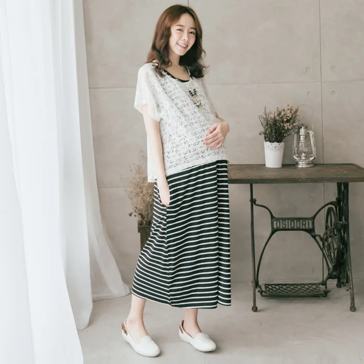 

2019 Korean-style Maternity Clothes Spring And Summer New Style Trendy Two-Piece Set Lace Pregnant Women Dress Lactation Garment