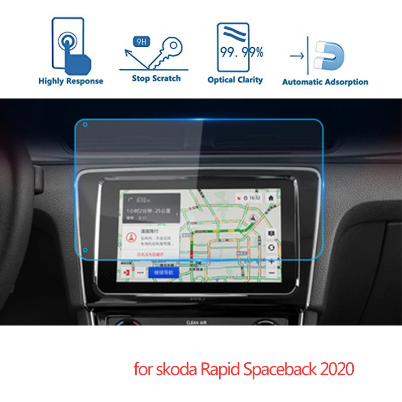 

For Skoda Rapid Spaceback 2020 Car Navigation Screen Protector LCD Display Screen Tempered Glass Screen Protective Film