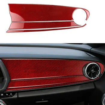 

Interior Dashboard Co-Pilot Cover Decor Sticker Red Carbon Fiber Car Auto 3pcs