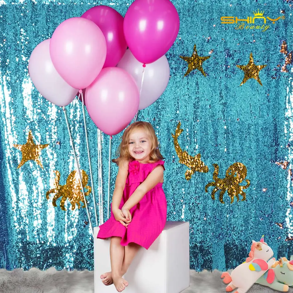 

Reversible Sequin Backdrops Turquoise and Gold Sequin Backdrop Curtain Prefer for Wedding, Party and Other Ceremonies-M0115