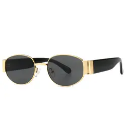2019 женские Овальные мужские солнцезащитные очки в стиле стимпанк золотые, красные, зеленые женские Ретро металлическая оправа для очков