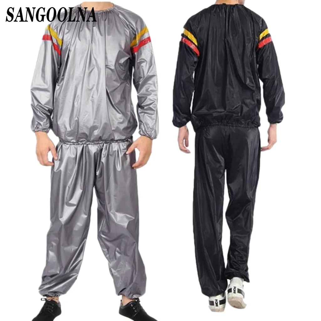 De servicio pesado Fitness pérdida de peso traje de Sauna para sudor ejercicio Anti-rip negro de plata de aumentar la sudoración ropa deportiva Otoño Invierno