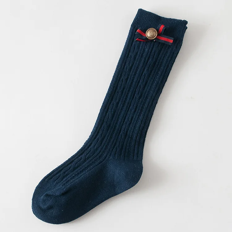 Short Tibetan Blue Школьные носки с защитой от ветра весенне-осенне-зимние хлопковые кружевные детские дышащие носки с двойной иглой От 1 до 8 лет однотонные носки для маленьких девочек, 3 цвета - Цвет: Short Tibetan Blue