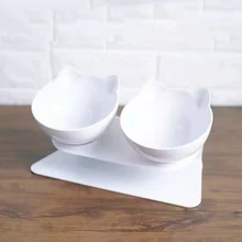  15 Degrees Double Cat Bowl Non-slip Dog Feeder Large Capacity Pet Drinking Bowls Transparent Food Bowl Non-slip Pet Feeder Stuff 