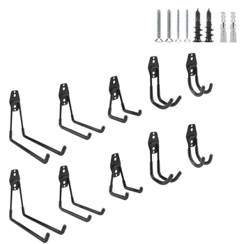 

8Pcs Garage Storage Utility Double Hooks Wall Hooks for Organizing Power Tools, Ladders, Bulk Items, Bikes, Ropes and More
