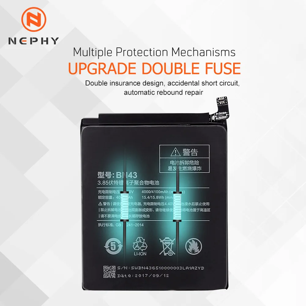 Nephy телефона Батарея BM46 BM47 BN30 BN41 BN43 кожаный чехол для Xiaomi Redmi 3 Pro 3S 3X 4X 4A Note 4 4X Note3 Note4 Note4X заменить Бесплатные инструменты