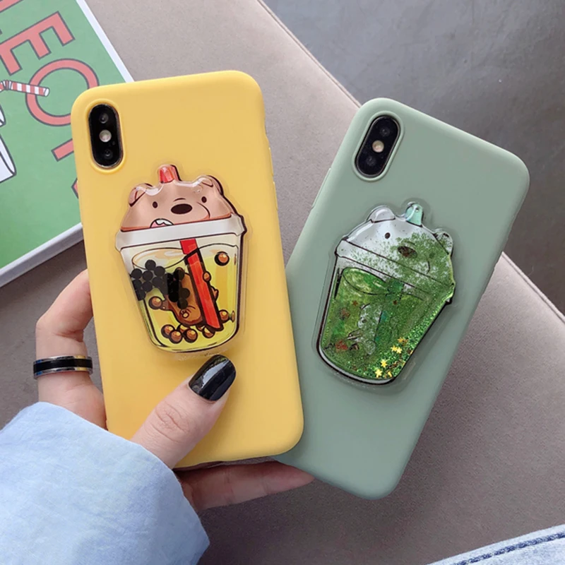 

for Huawei Honor 20 pro 8 9 10 LTE 10i Play Cute Drink Cup phone Case for Honor 8A 8X V9 V10 V20 Squishy Bear Silicone Cover