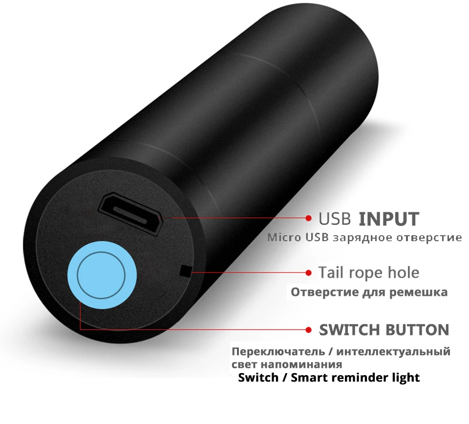 USB Rechargable Mini LED Flashlight 3 Lighting Mode Waterproof Torch Telescopic Zoom Stylish Portable Suit for Night Lighting