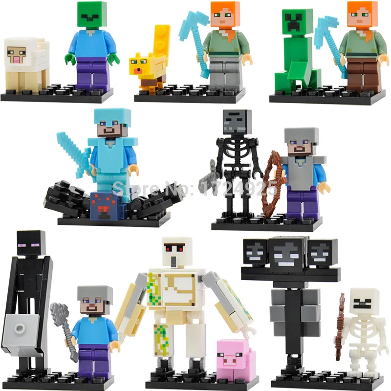 

Cute Cartoon 8pcs/lot Block Figure Set Villager Scene Building Blocks Sets Models Educational Toys For Children Legoing