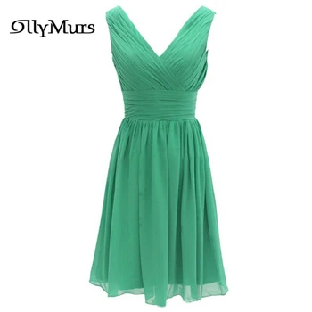 

Short Chiffion Bridesmaid Dresses LR977Sexy V-neck Maid of Honor Dresses for Weddings Elegant Green Bridemaid Dress For Women