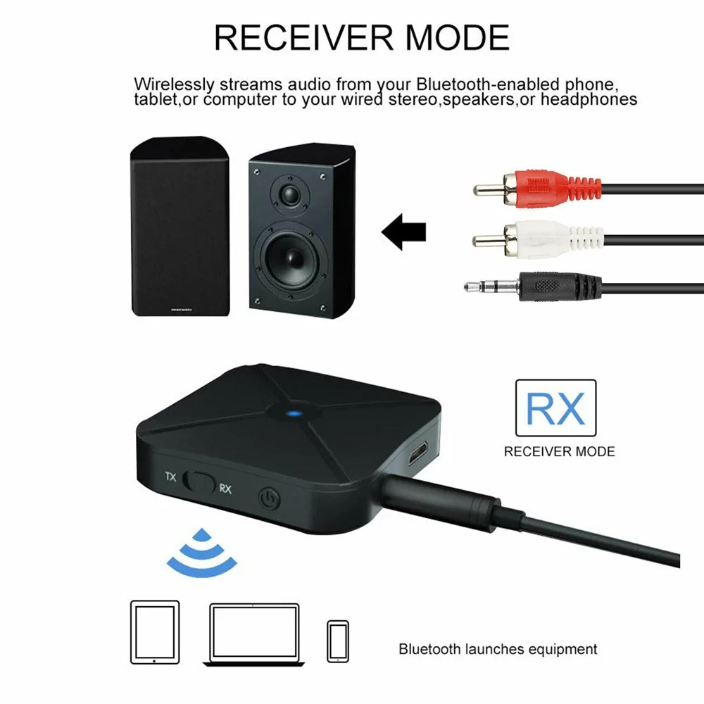 2 IN 1 Real Stereo Bluetooth -compatible 4.2 Receiver Transmitter Bluetooth Wireless Adapter Audio With 3.5MM AUX For TV MP3 PC